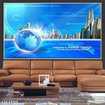 Tranh 3D thành phố cao tầng hiện đại