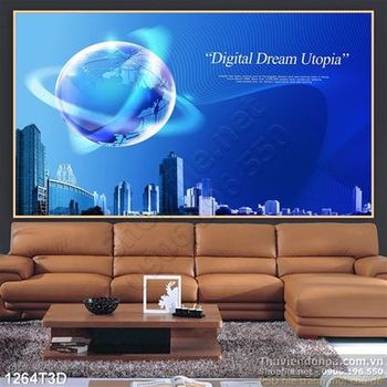 Tranh 3D thành phố vệ tinh xanh