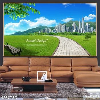 Tranh 3D đô thị xanh và cao tầng