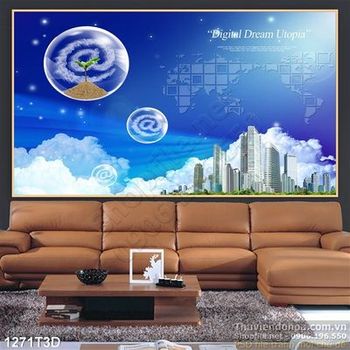 Tranh 3D nền xanh đại dương