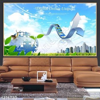 Tranh 3D bầu trời xanh