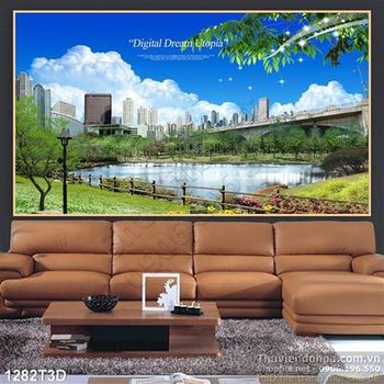 Tranh 3D cảnh quan ven sông