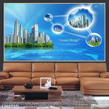 Tranh 3D thành phố vệ tinh xanh