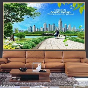 Tranh 3D công viên khu đô thị hiện đại