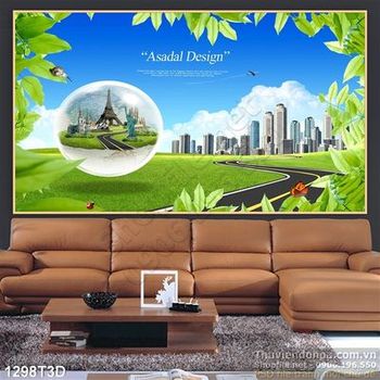 Tranh 3D cảnh quan thành phố trang trí
