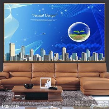 Tranh 3D nền xanh da trời treo tường