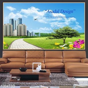 Tranh 3D cảnh quan công viên hiện đại