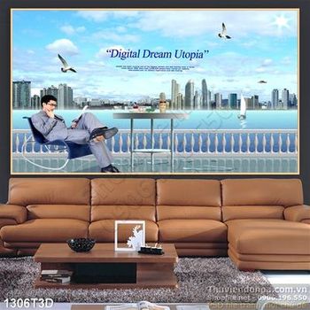 Tranh 3D cảnh quan thành phố biển