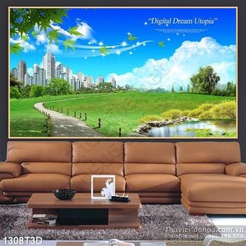 Tranh 3D công viên treo tường phòng khách