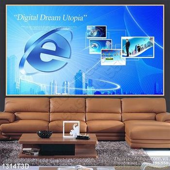 Tranh 3D công nghệ nền xanh