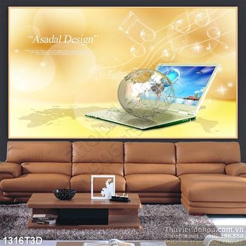 Tranh 3D nền cam trang trí