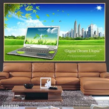 Tranh 3D cảnh quan khu công viên xanh cao tầng