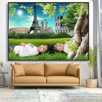 Tranh 3D tháp eifell và châu âu