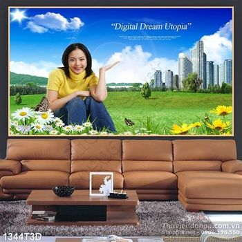 Tranh 3D khu cao tầng xanh