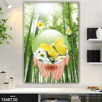 Tranh 3D rừng tre trang trí phòng khách