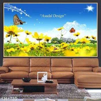 Tranh 3D vườn hoa hồ điệp