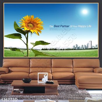 Tranh 3D hoa mặt trời ban mai