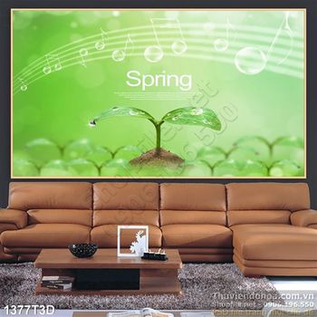 Tranh 3D thiên nhiên xanh treo tường