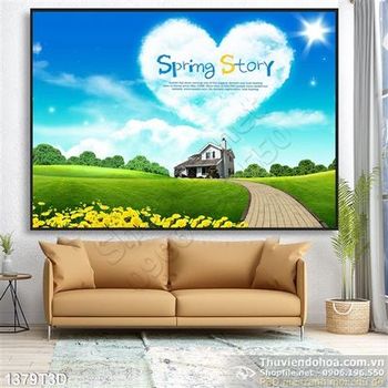 Tranh 3D làng quê thiên nhiên