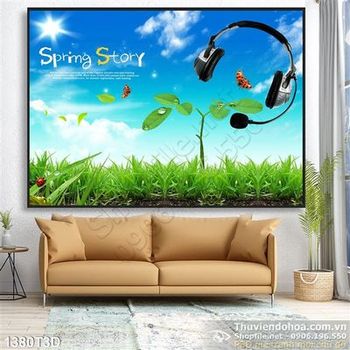 Tranh 3D cỏ thiên nhiên