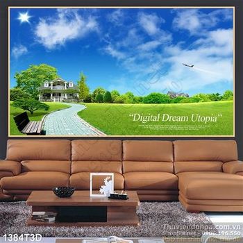 Tranh 3D cảnh thiên nhiên đồng cỏ