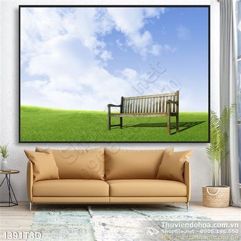 Tranh 3D đồi cỏ xanh