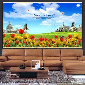 Tranh 3D vườn hoa tulip