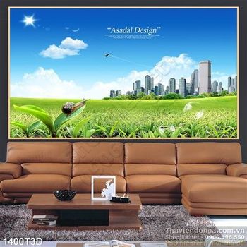 Tranh 3D khu chung cư và cây xanh