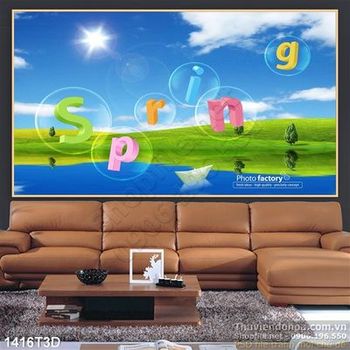 Tranh 3D mùa xuân và bong bóng