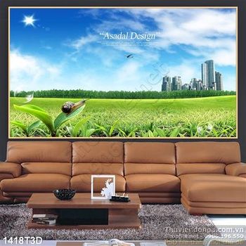 Tranh 3D chung cư cao tầng xanh