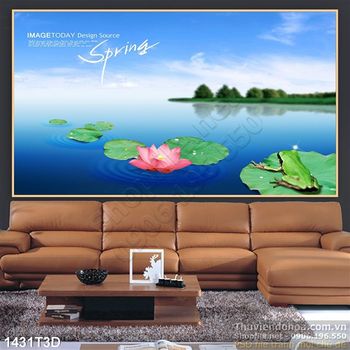 Tranh 3D oa sen mùa xuân
