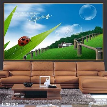 Tranh 3D thảo nguyên xanh