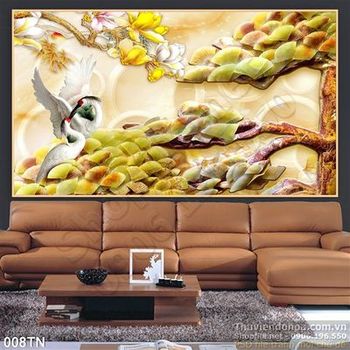 Tranh giả ngọc chim hạc dá cẩm thạch