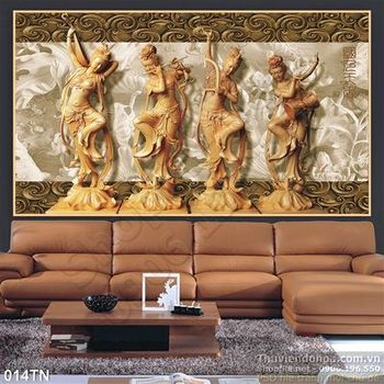 Tranh điêu khắc gỗ nữ thần trang trí