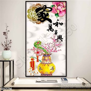 Tranh giả ngọc bình cổ trang trí