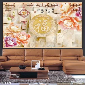 Tranh giả ngọc hoa mẫu đơn cổ điển trang trí