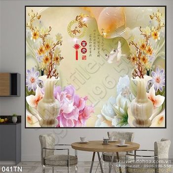 Tranh giả ngọc bình cổ thư pháp trang trí