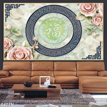 Tranh giả ngọc hoa sen cổ điển trang trí