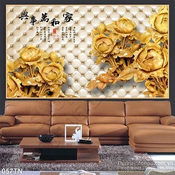 Tranh giả ngọc hoa sen gold trang trí