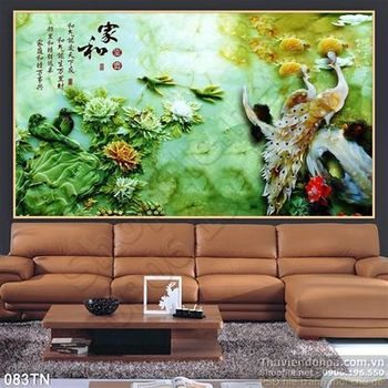 Tranh giả ngọc chim công thư pháp