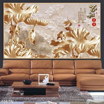 Tranh giả ngọc hoa sen thư pháp