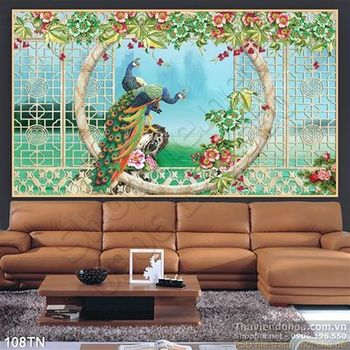 Tranh giả ngọc chim công cổ điển