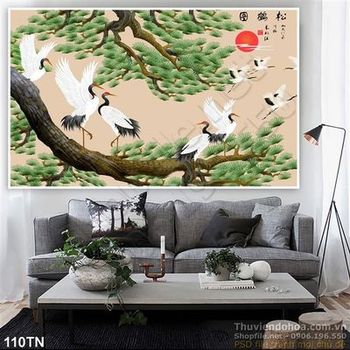Tranh giả ngọc thông và chim hạc