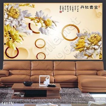 Tranh giả ngọc hoa mẫu đơn thư pháp