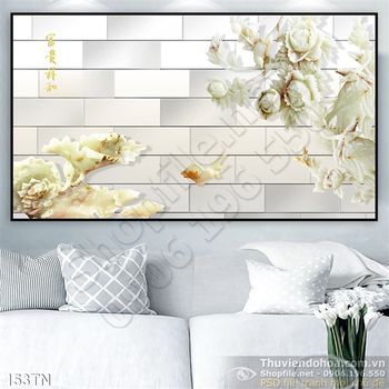 Tranh giả ngọc hoa sen và cá