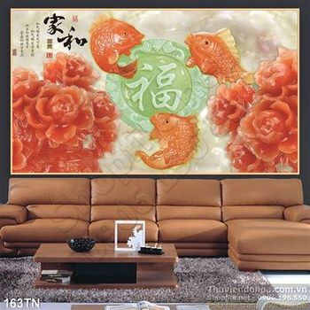 Tranh giả ngọc cá chép và hoa hồng