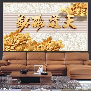 Tranh điêu khắc gỗ hoa mẫu đơn