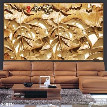 Tranh điêu khắc gỗ lá cây