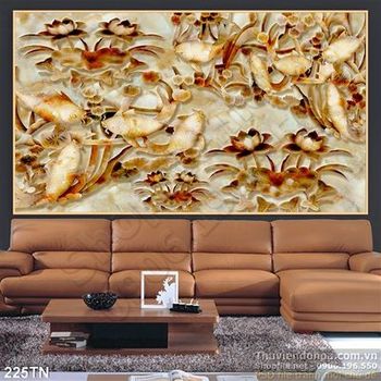 Tranh giả ngọc cá và hoa sen