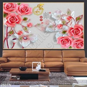 Tranh giả ngọc hoa hồng thư pháp